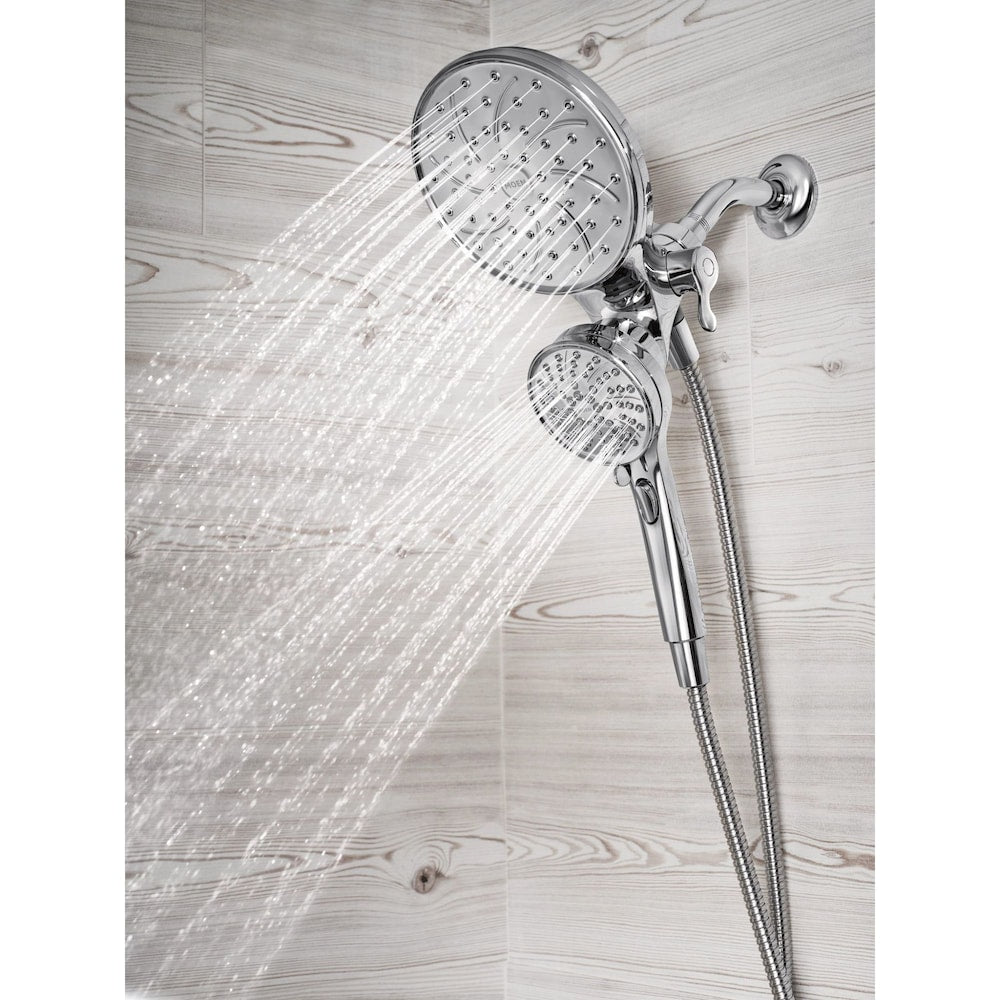 Robinet de baignoire-douche à poignée unique Brecklyn à 6 jets avec pomme de douche à effet pluie Magnetix combinée en chrome