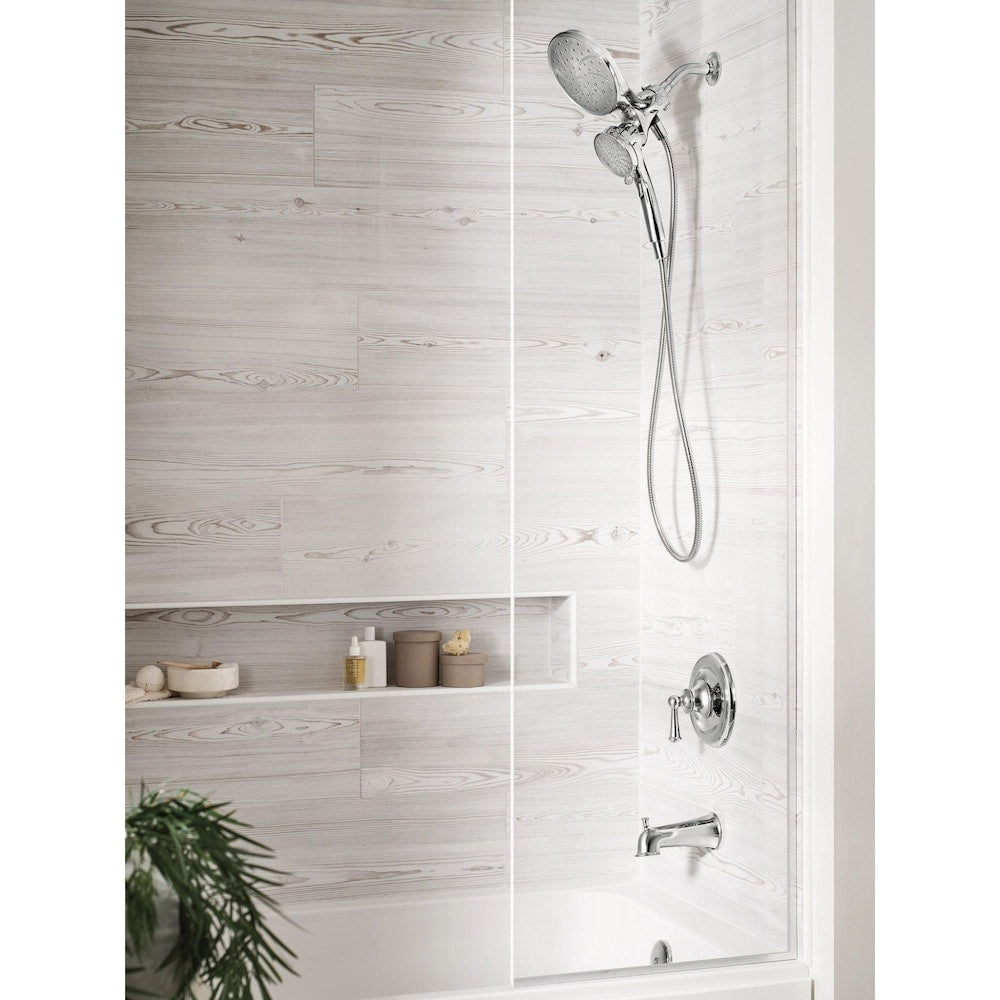 Robinet de baignoire-douche à poignée unique Brecklyn à 6 jets avec pomme de douche à effet pluie Magnetix combinée en chrome