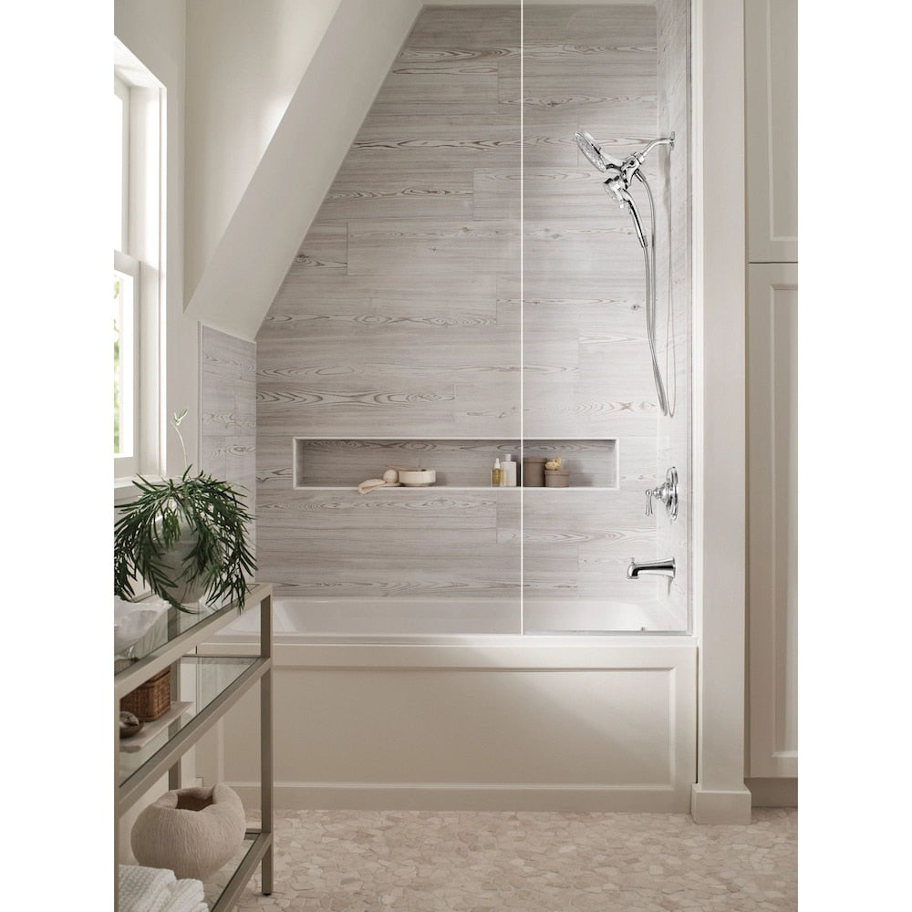 Robinet de baignoire-douche à poignée unique Brecklyn à 6 jets avec pomme de douche à effet pluie Magnetix combinée en chrome