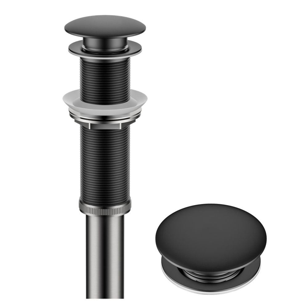 Bathroom Sink Pop-Up Drain with Extended Thread in Matte Black