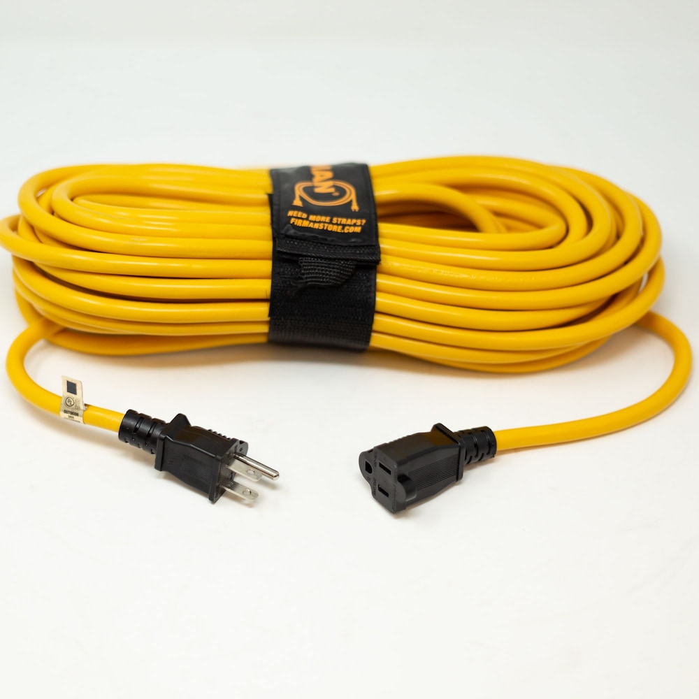 Medium Duty 5-15P to 5-15R Generator Power Cord With Storage Strap, 50 ft.