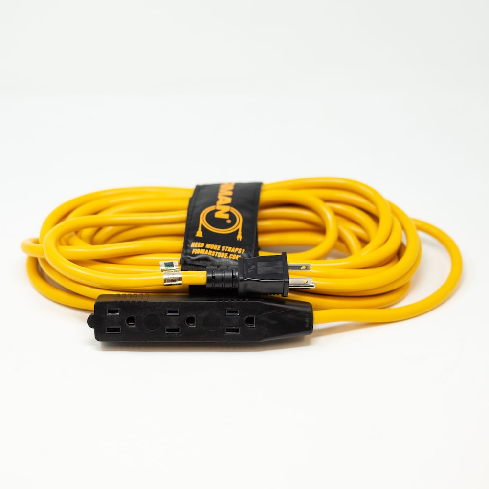 Medium Duty 5-15P to (3) 5-15R Gernerator Power Cord With Storage Strap, 25 ft.