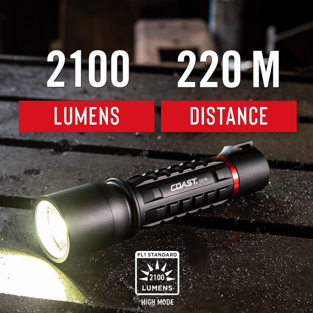 XP11R 2600 Lumen Rechargeable LED Flashlight with Slide Focus and Beam Lock