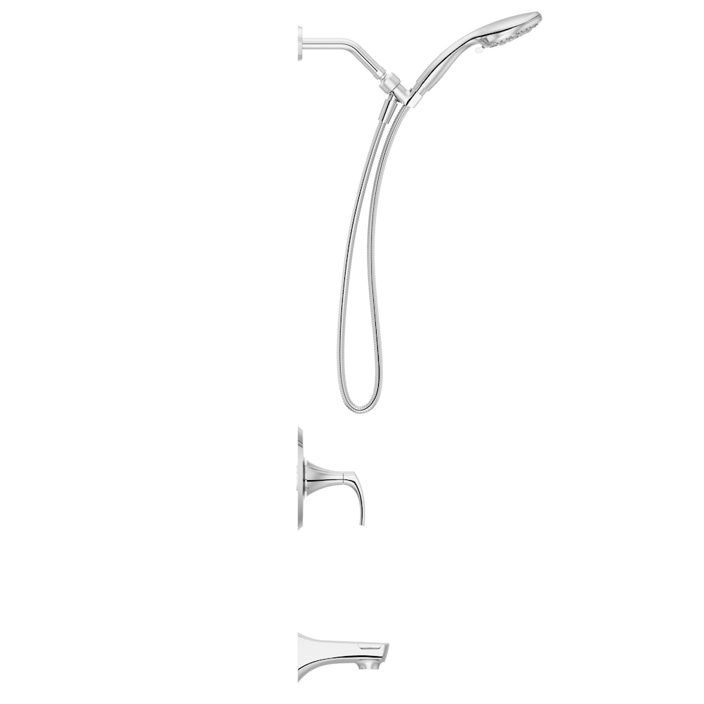 Ensemble de baignoire et de douche en chrome poli Karci/robinet de baignoire et de douche avec pomme de douche à main à 3 fonctions et robinet de baignoire