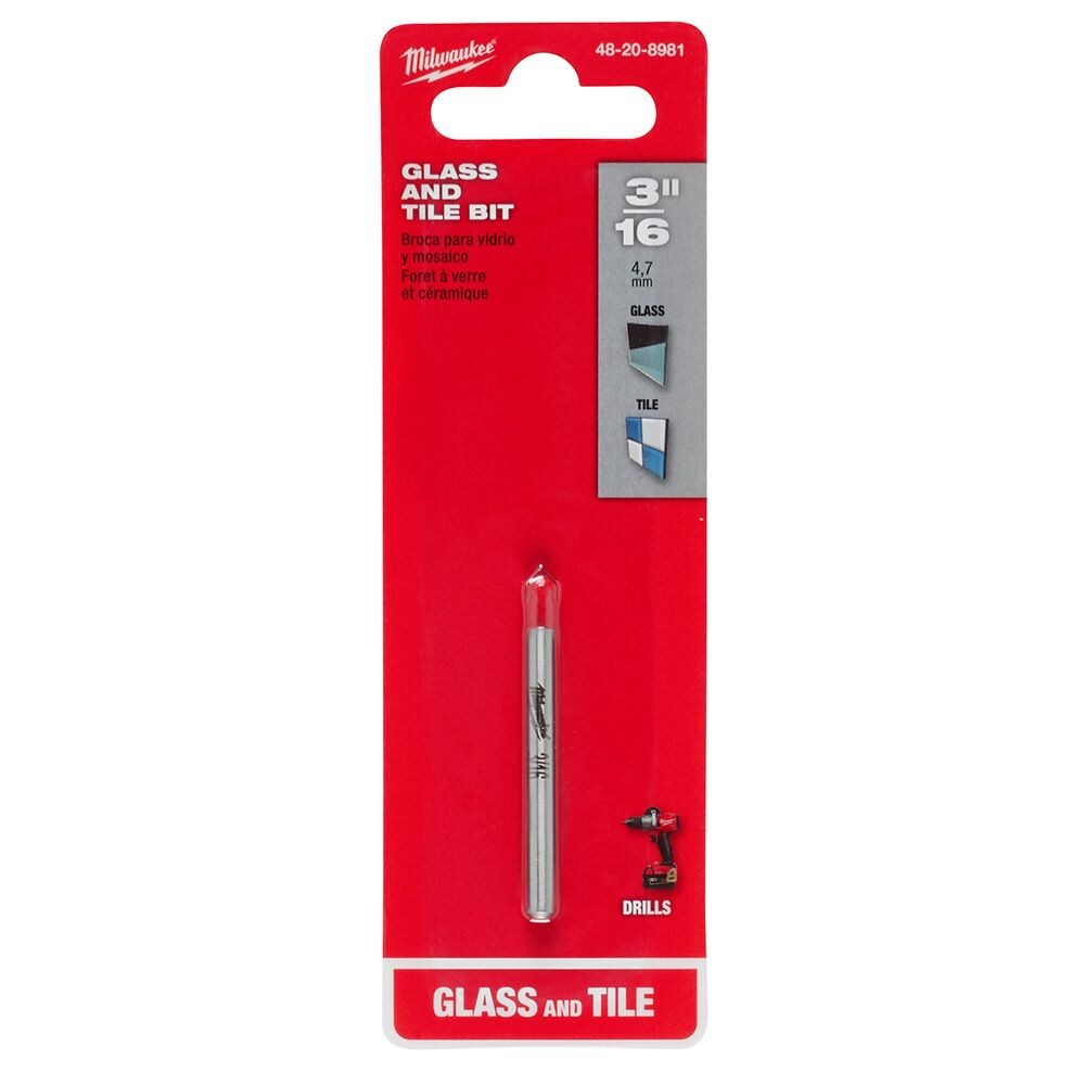 Foret à pointe en carbure pour verre et carrelage de 3/16 po