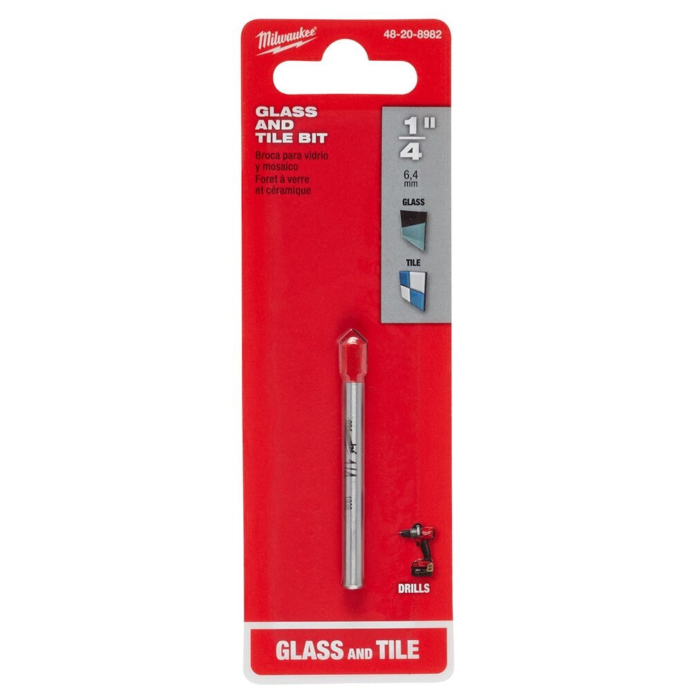 Foret à pointe en carbure pour verre et carrelage de 1/4 po