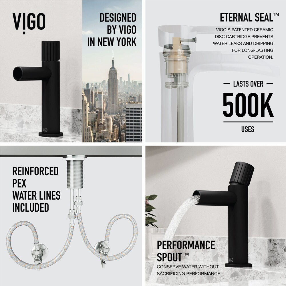 Robinet de salle de bain monotrou à poignée unique Ashford en noir mat