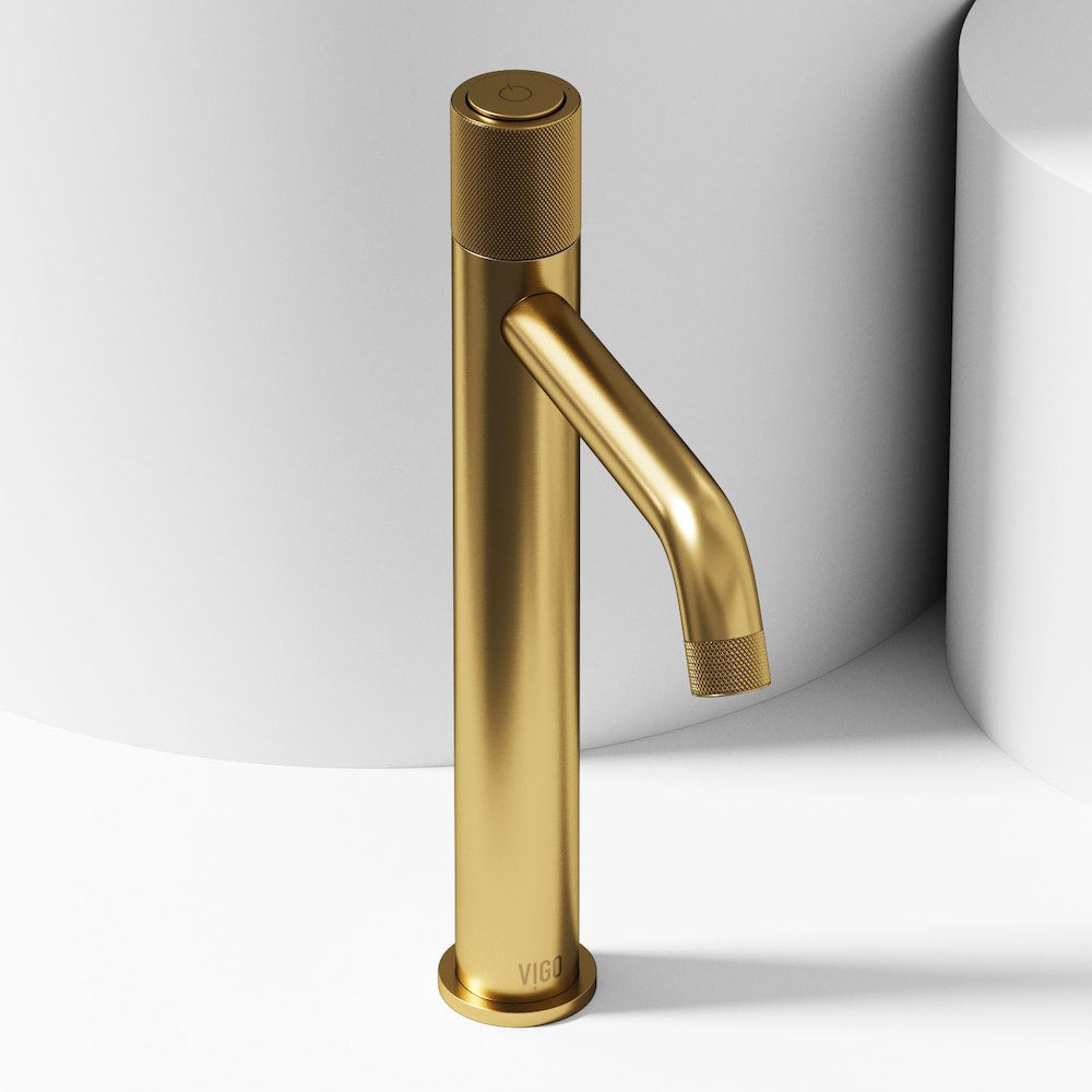 Apollo Single Hole Single-Handle Vessel Bathroom Faucet in Matte Brushed Gold