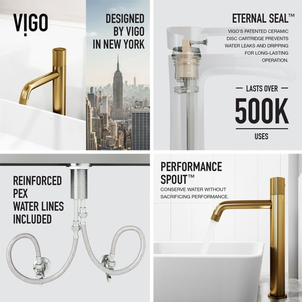 Apollo Single Hole Single-Handle Vessel Bathroom Faucet in Matte Brushed Gold