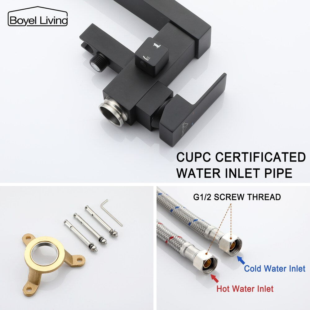 2.4 GPM Freestanding Tub Filler Faucet Floor Mount with Handheld Shower Head in Matte Black