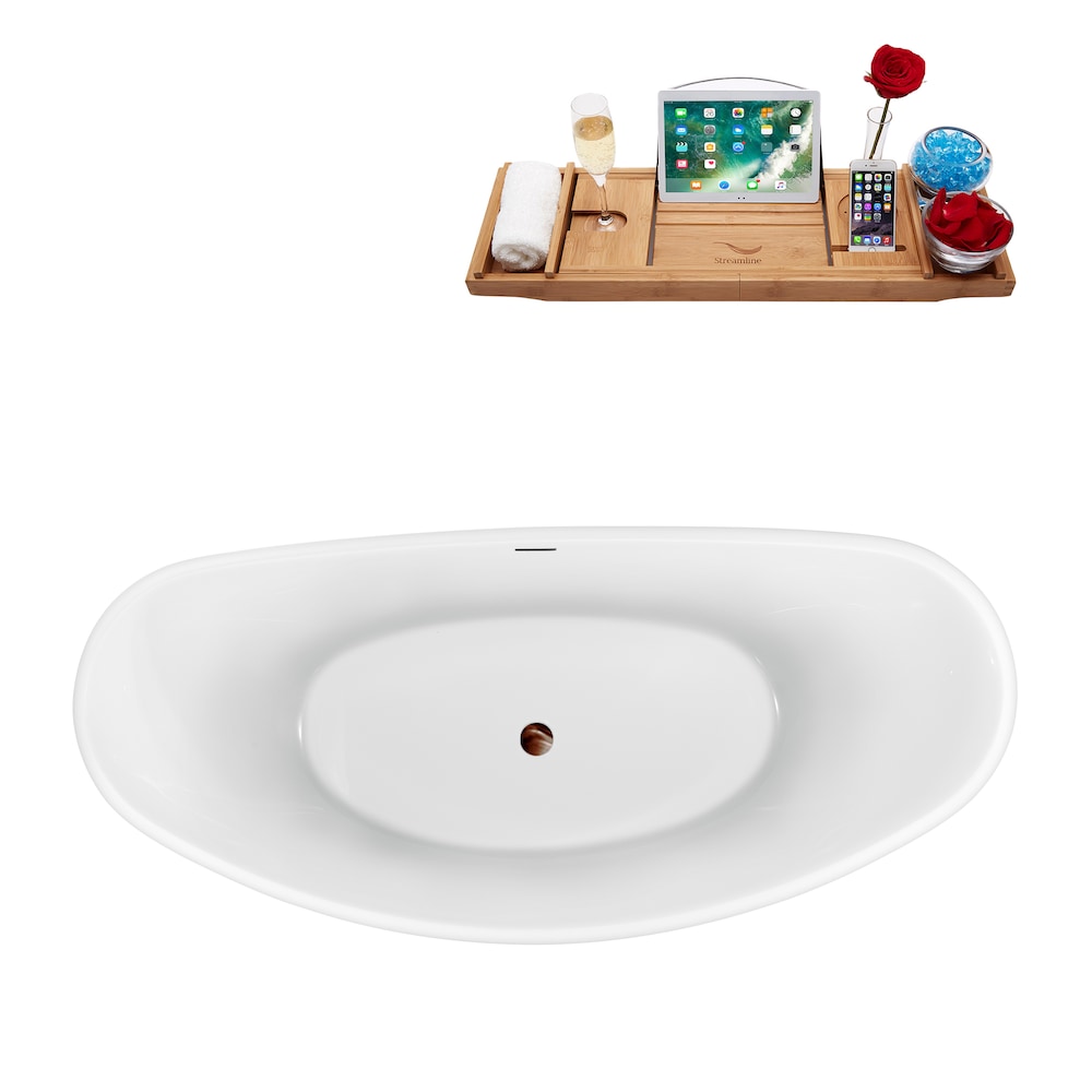 75 inch Streamline N950ORB Freestanding Tub and Tray With Internal Drain