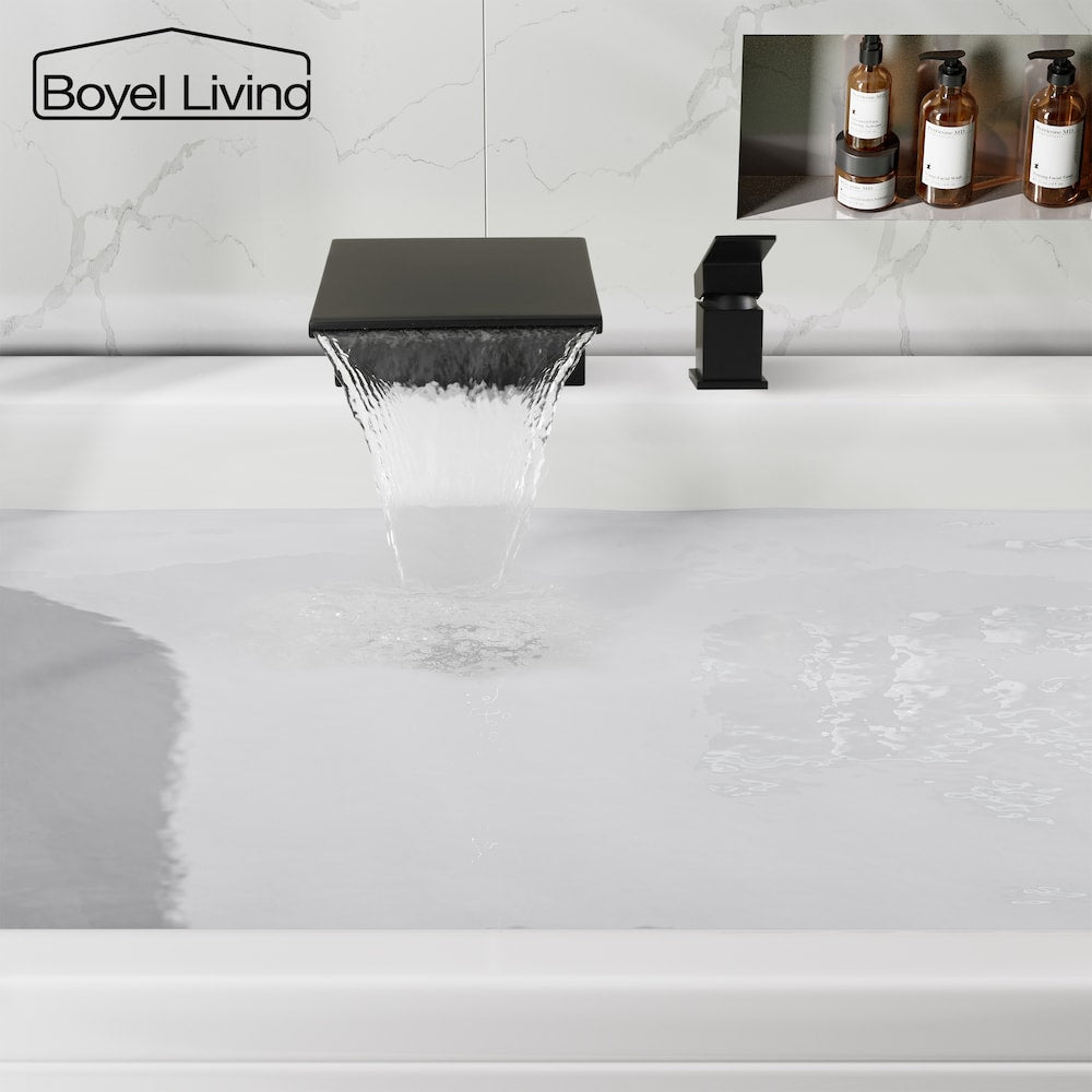 8 inch Bathroom Widespread Bathroom Faucet Tub Faucet with Lever Handle in Matte Black