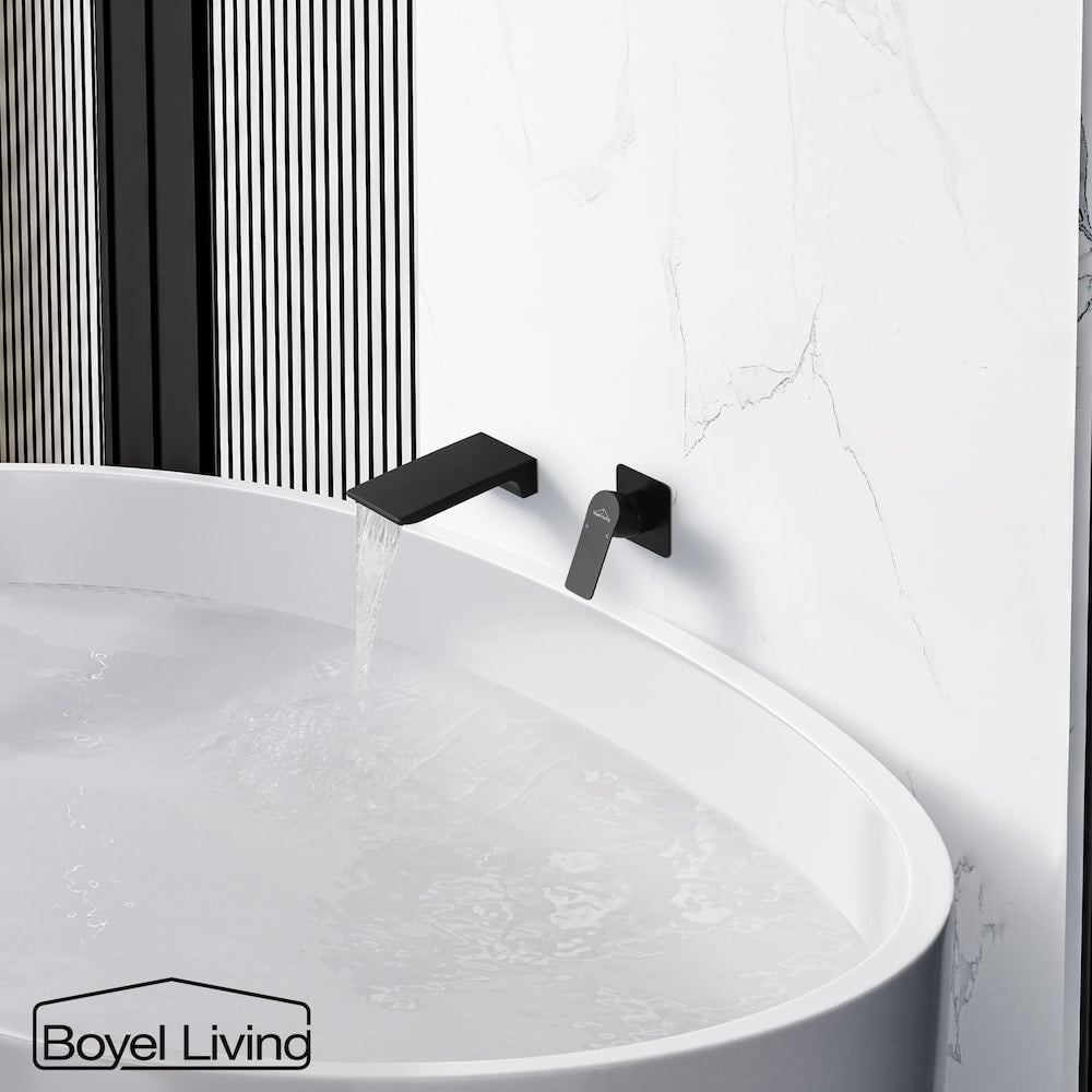 1-Handle Waterfall Bathroom Tub Faucet Sink Faucet in Matte Black