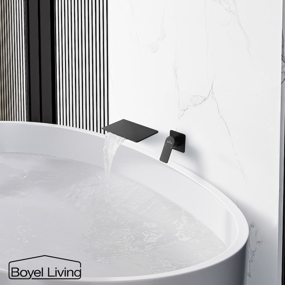 1-Handle Bathroom Faucet with Wide Spout in Matte Black