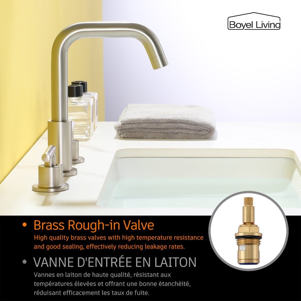 Robinet de salle de bain à 2 poignées avec conduites d'alimentation en eau cUPC en nickel brossé