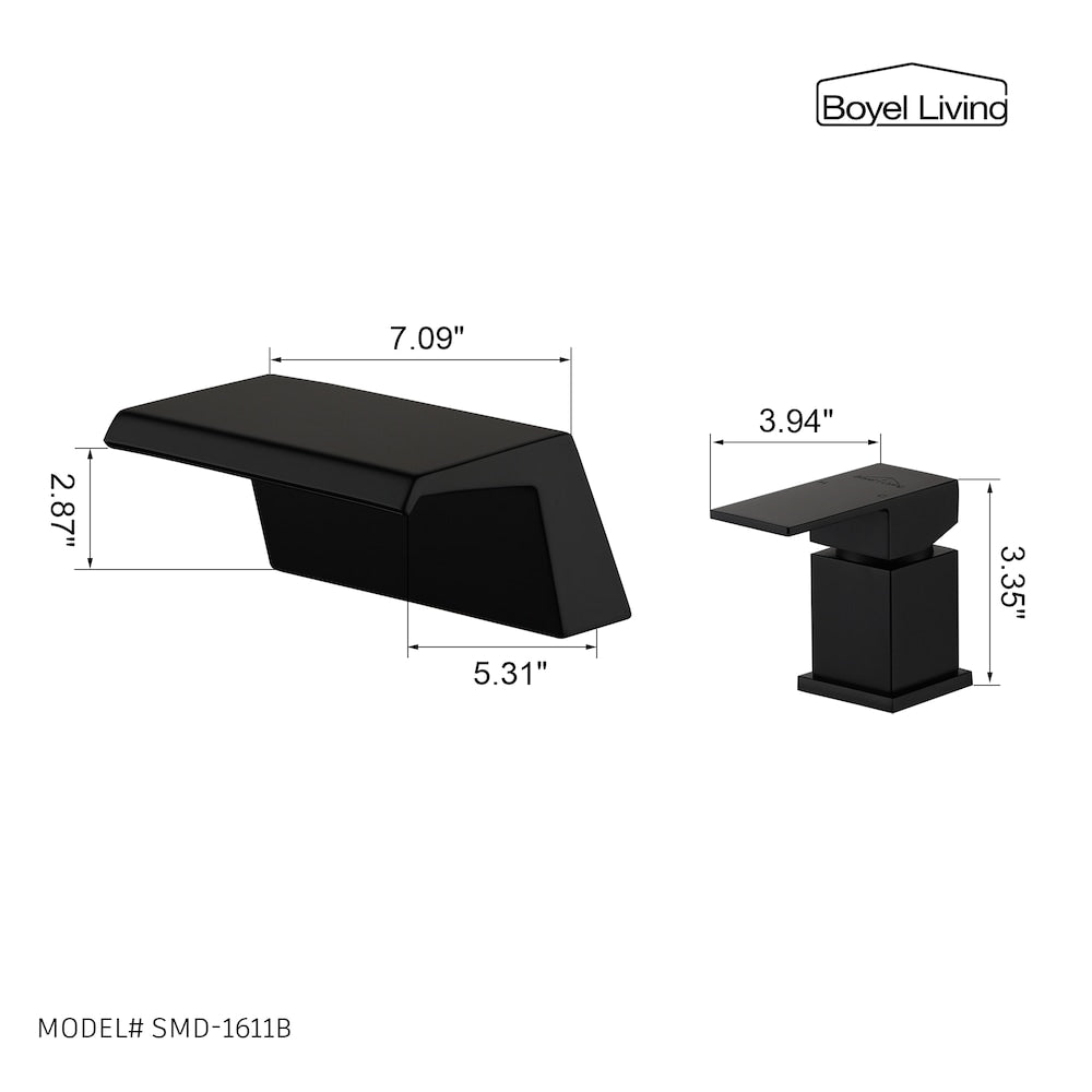 Robinet de salle de bain à poignée unique à large portée de 8 pouces en noir mat