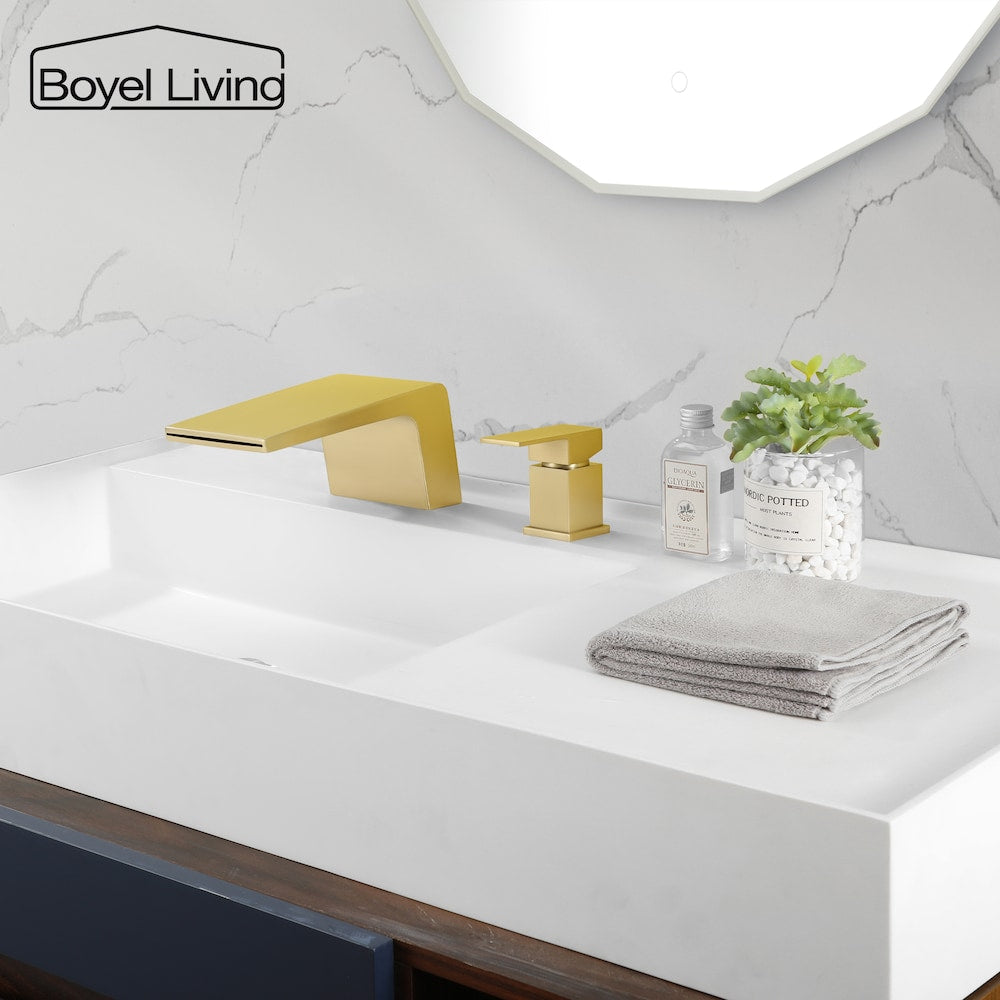 8 inch Waterfall Single Handle Bathroom Tub Faucet Faucet in Brushed Gold