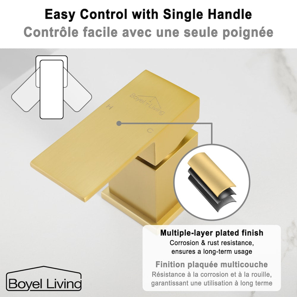 8 inch Waterfall Single Handle Bathroom Tub Faucet Faucet in Brushed Gold