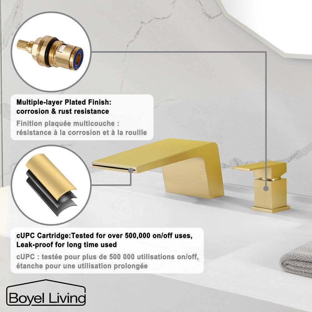 8 inch Waterfall Single Handle Bathroom Tub Faucet Faucet in Brushed Gold