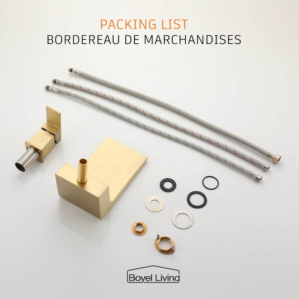 8 inch Waterfall Single Handle Bathroom Tub Faucet Faucet in Brushed Gold