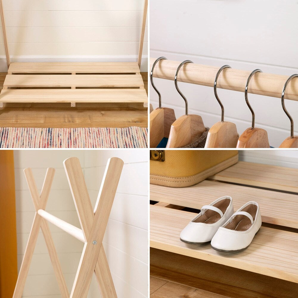 Portant à vêtements scandinave pour enfants Sweedi 25 po x 40 po x 50 po en bois naturel