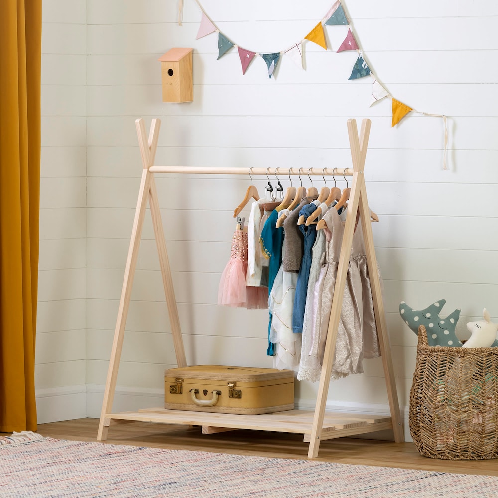 Portant à vêtements scandinave pour enfants Sweedi 25 po x 40 po x 50 po en bois naturel