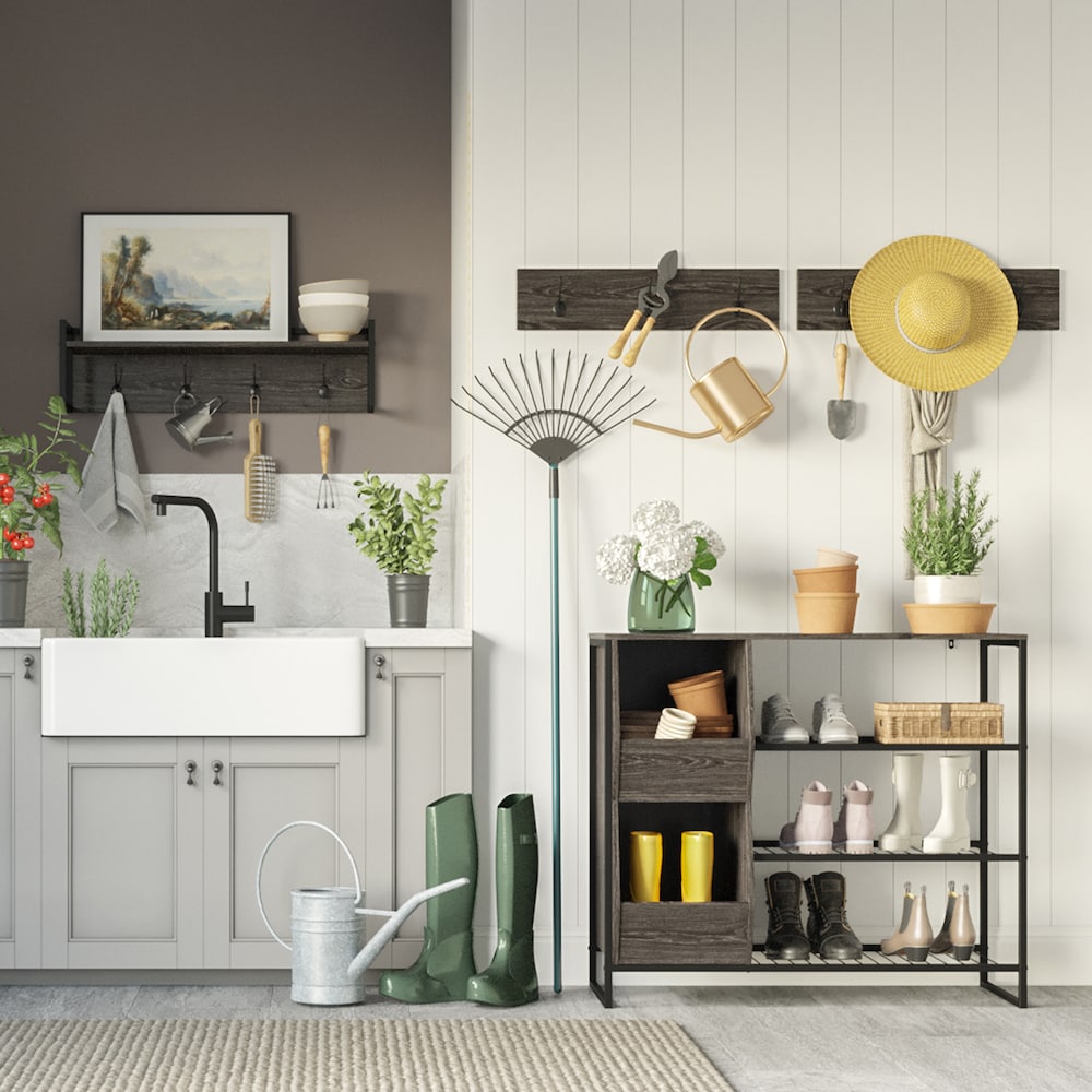 Afton 23.63-Inch W 3-Hook Coat Rack (2-Pack) In Weathered Wood