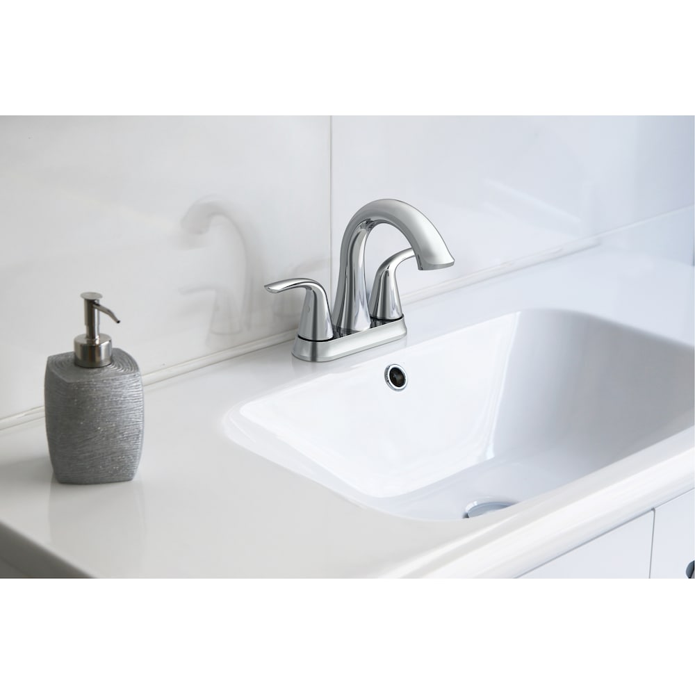 Robinet de salle de bain à 2 poignées et ensemble de vidange escamotable Irena de 4 pouces en chrome