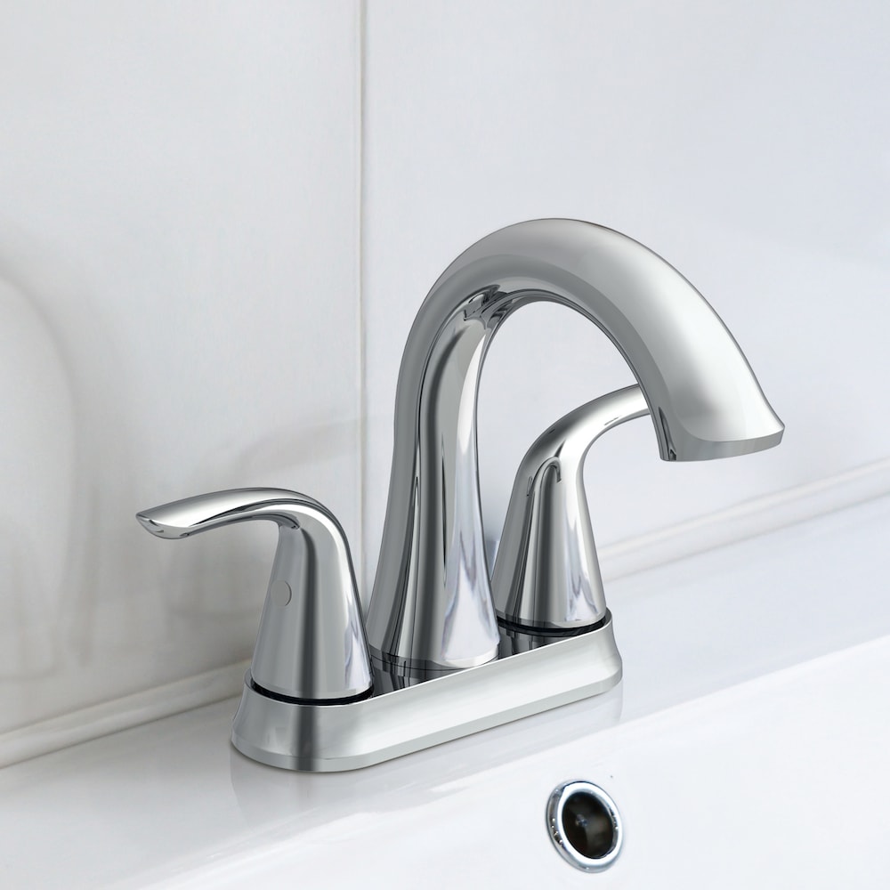 Robinet de salle de bain à 2 poignées et ensemble de vidange escamotable Irena de 4 pouces en chrome