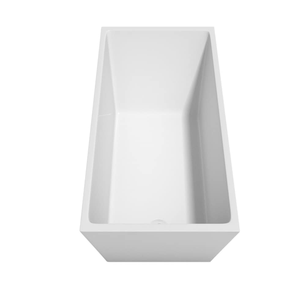 Baignoire autoportante Hannah de 59 pouces en blanc avec garniture blanche brillante et robinet en noir mat