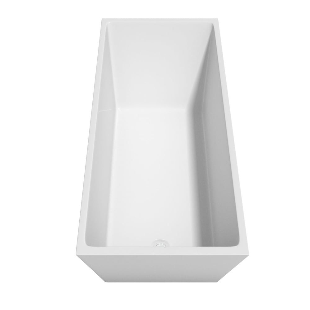 Baignoire autoportante Hannah de 67 pouces en blanc avec garniture blanche brillante et robinet en or brossé