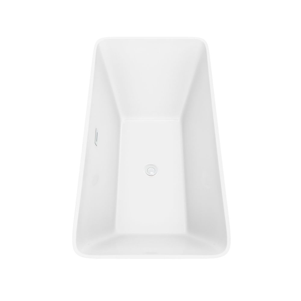Baignoire autoportante Tiffany de 59 pouces en blanc avec garniture blanche brillante et robinet en or brossé