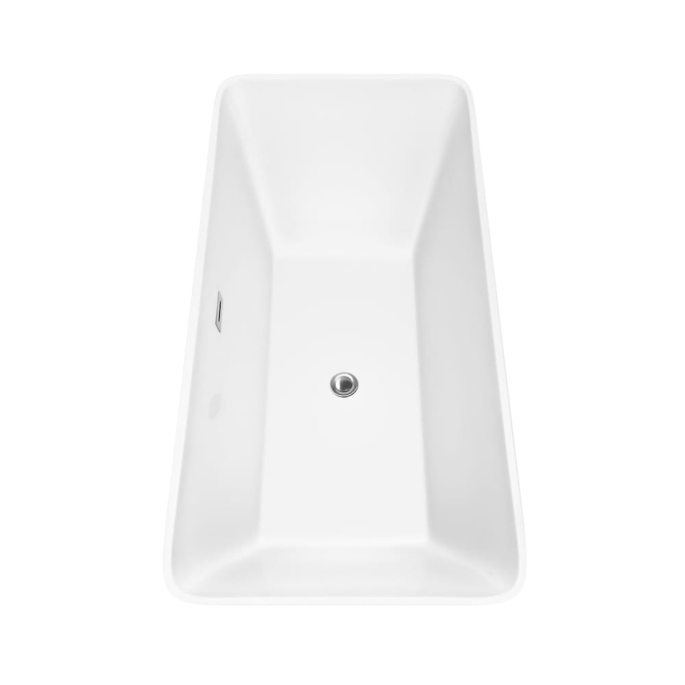 Tiffany 67 inch Freestanding Bathtub in White with Polished Chrome Trim and Faucet in Brushed Gold