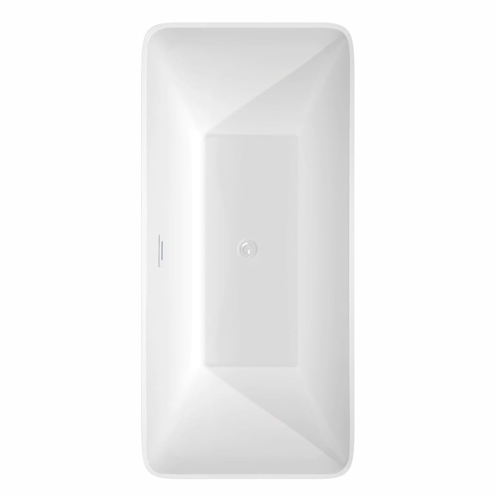 Tiffany 67 inch Freestanding Bathtub in White with Shiny White Trim and Faucet in Matte Black