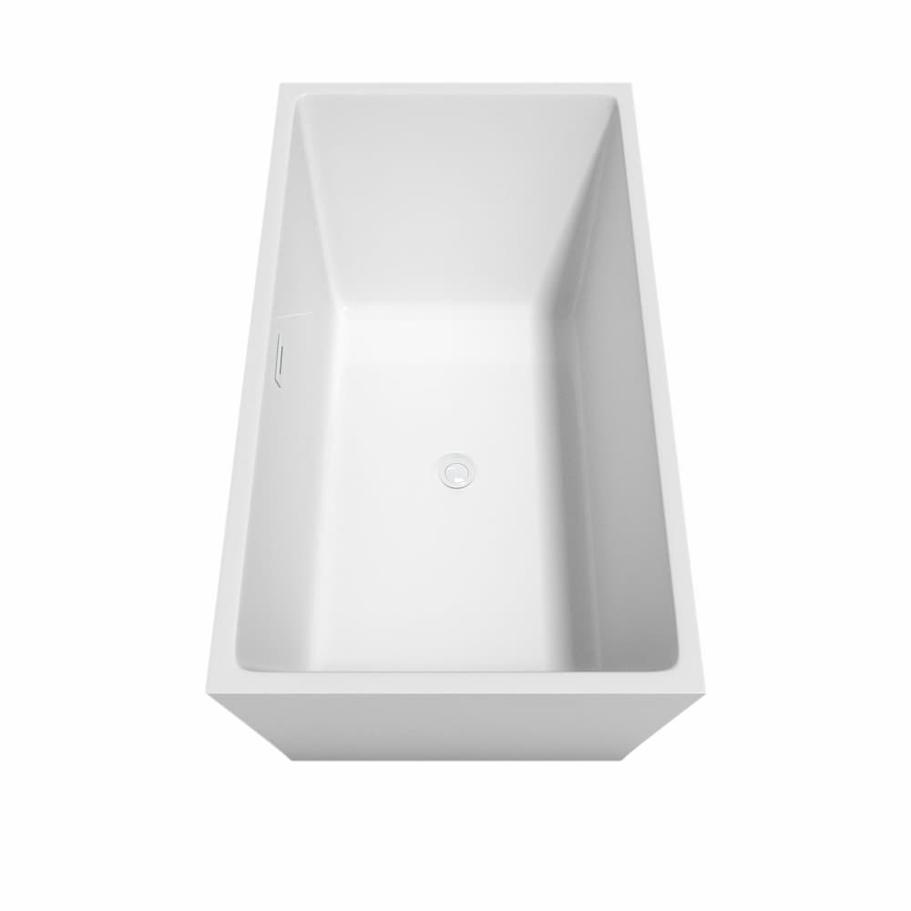 Sara 59 inch Freestanding Bathtub in White with Shiny White Trim and Faucet in Brushed Gold