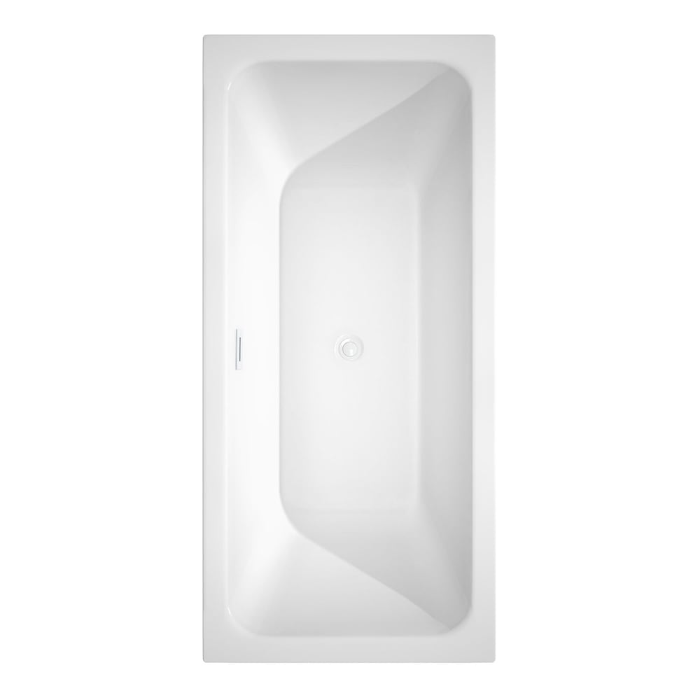 Galina 67 inch Freestanding Bathtub in White with Shiny White Trim and Faucet in Brushed Gold