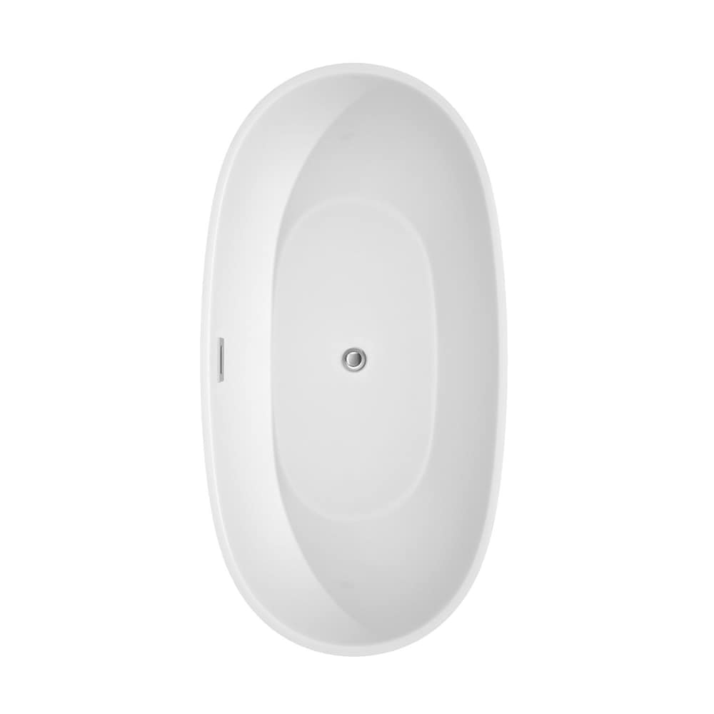 Juno 63 inch Freestanding Bathtub in White with Polished Chrome Trim and Faucet in Brushed Gold