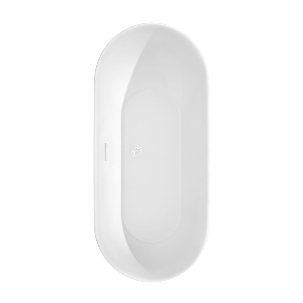 Melissa 65 inch Freestanding Bathtub in White with Shiny White Trim and Faucet in Matte Black