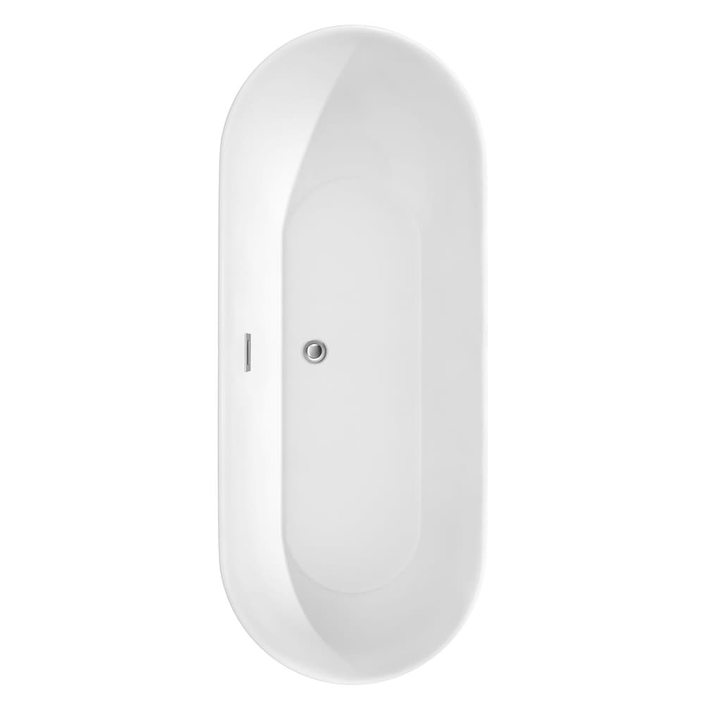 Melissa 71 inch Freestanding Bathtub in White with Polished Chrome Trim and Faucet in Matte Black