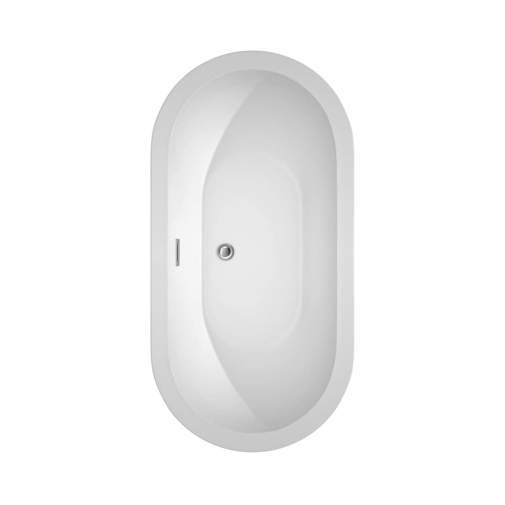 Baignoire autoportante Soho de 60 pouces en blanc avec garniture en chrome poli et robinet en noir mat