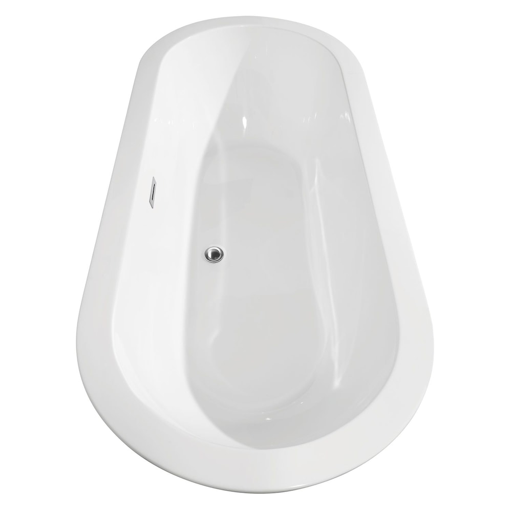Soho 68 inch Freestanding Bathtub in White with Polished Chrome Trim and Faucet in Matte Black