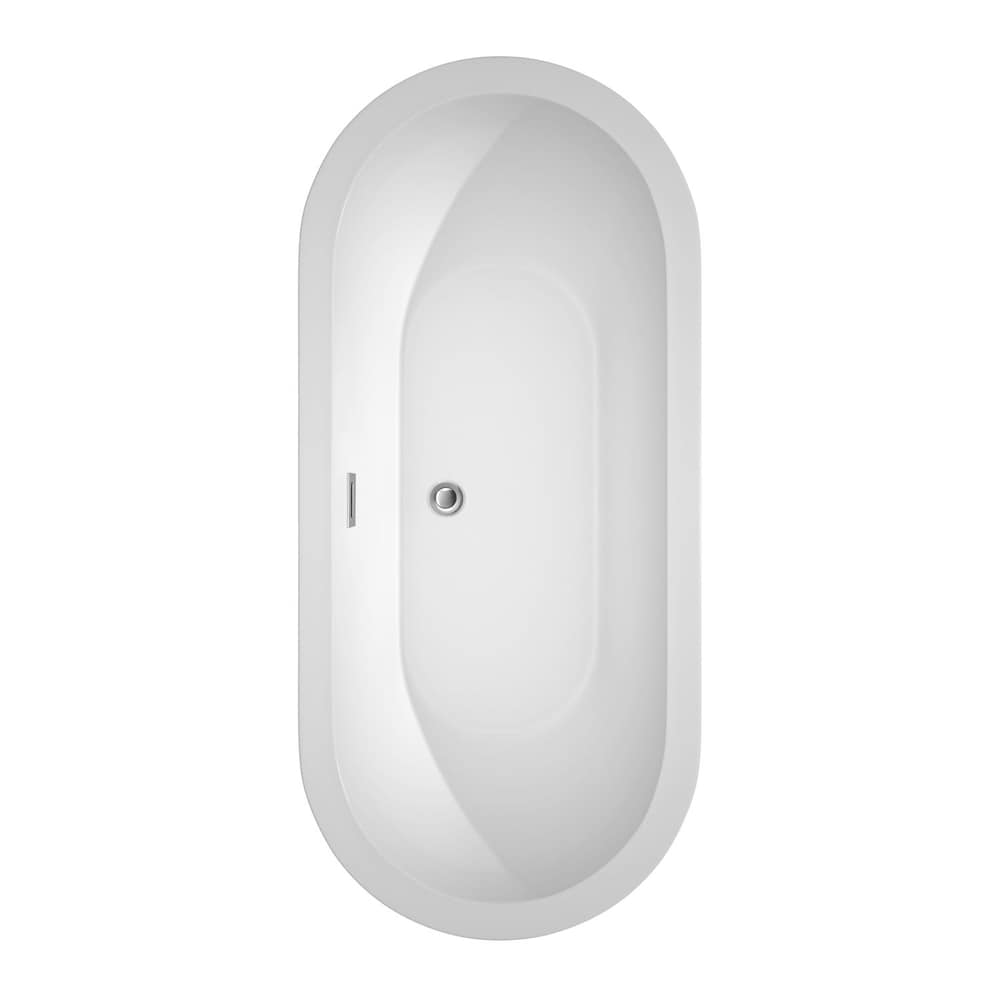 Soho 68 inch Freestanding Bathtub in White with Polished Chrome Trim and Faucet in Matte Black