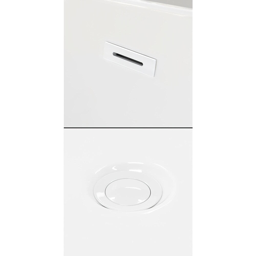 Soho 68 inch Freestanding Bathtub in White with Shiny White Trim and Faucet in Brushed Gold
