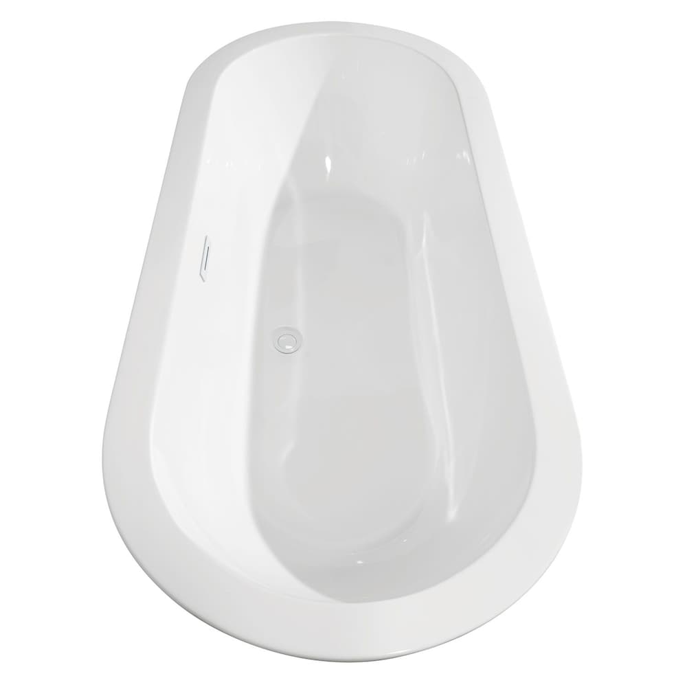 Soho 68 inch Freestanding Bathtub in White with Shiny White Trim and Faucet in Brushed Gold