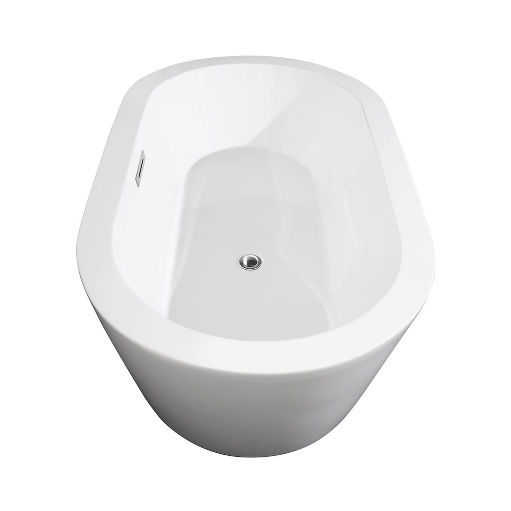 Mermaid 60 inch Freestanding Bathtub in White with Polished Chrome Trim and Faucet in Brushed Gold