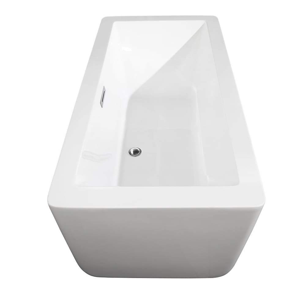 Laura 59 inch Freestanding Bathtub in White with Polished Chrome Trim and Faucet in Matte Black