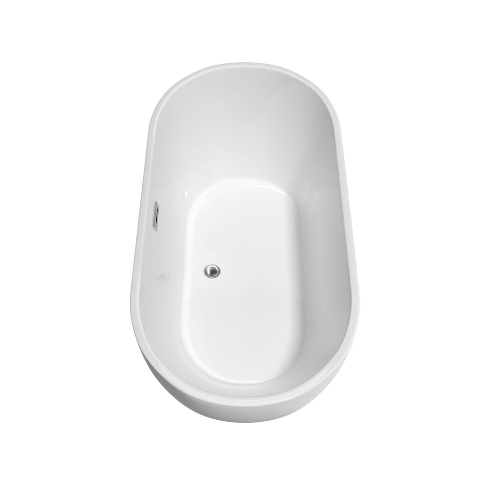 Brooklyn 60 inch Freestanding Bathtub in White with Polished Chrome Trim and Faucet in Matte Black