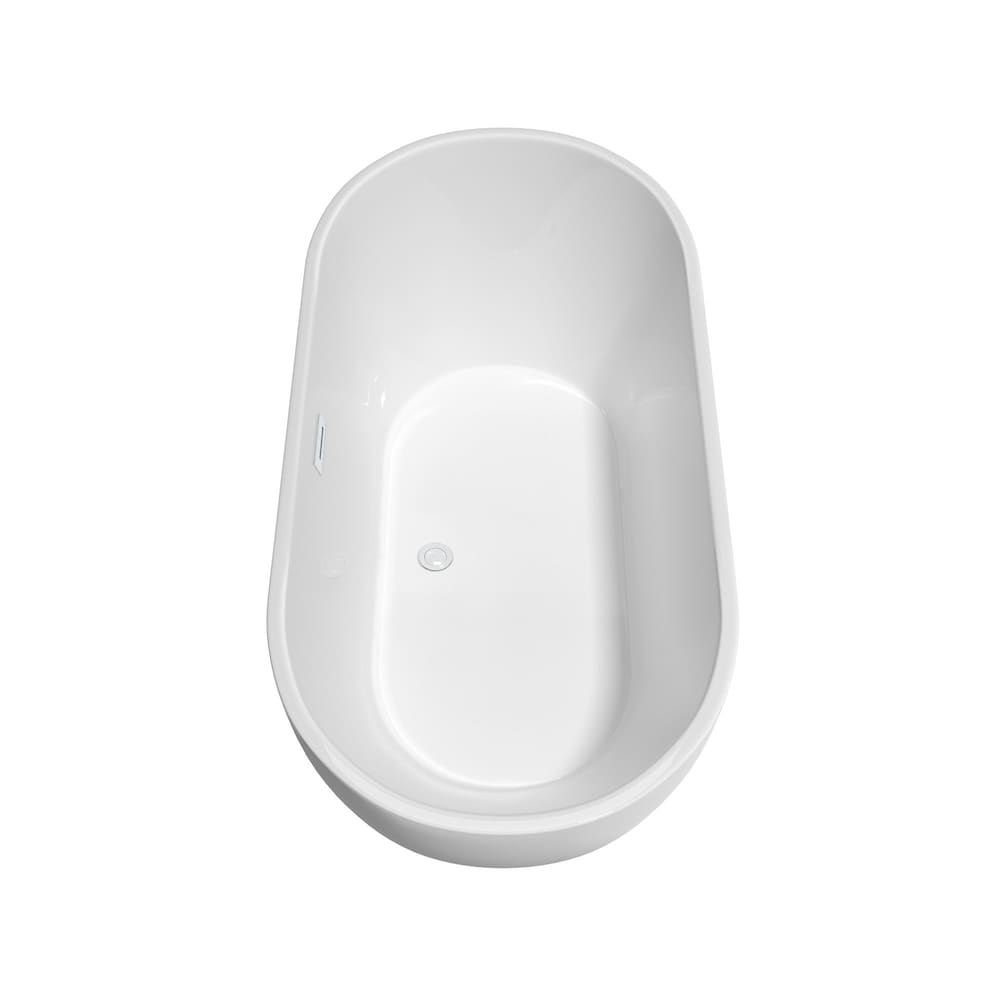 Baignoire autoportante Brooklyn de 60 pouces en blanc avec garniture blanche brillante et robinet en or brossé