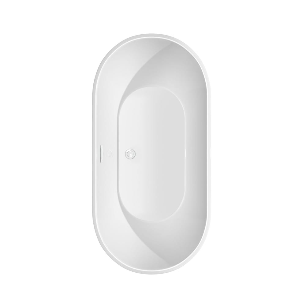 Baignoire autoportante Brooklyn de 60 pouces en blanc avec garniture blanche brillante et robinet en or brossé