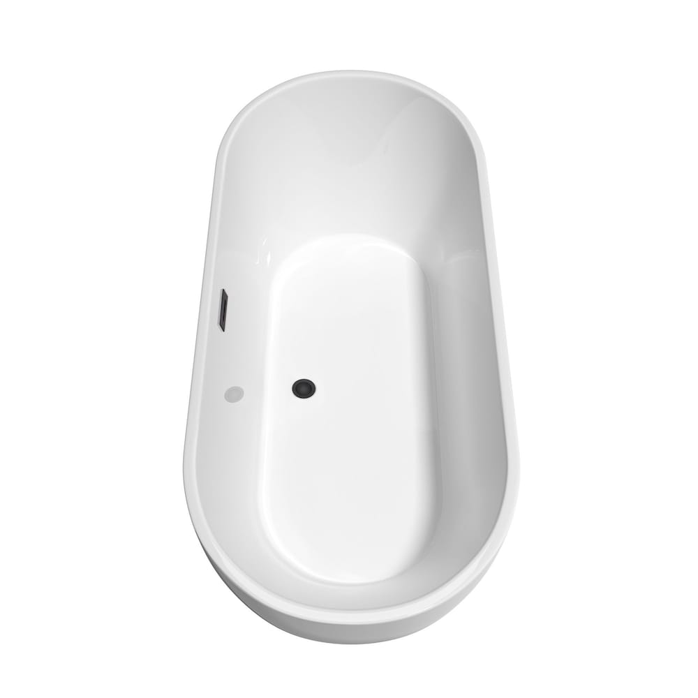 Brooklyn 67 inch Freestanding Bathtub in White with Faucet, Drain and Overflow Trim in Matte Black